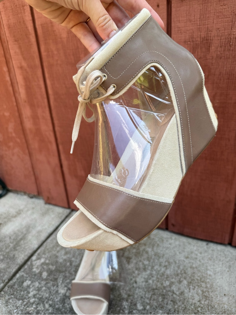 Timo Weiland for Tsubo Putt Leather Platform Ankle Strap Wedge Sandals - Size 10
